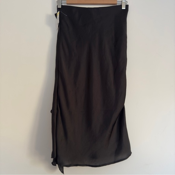 FORGOTTEN GRACE
Satin Ruffle Bias Midi Skirt In black size: XS - Picture 2 of 4